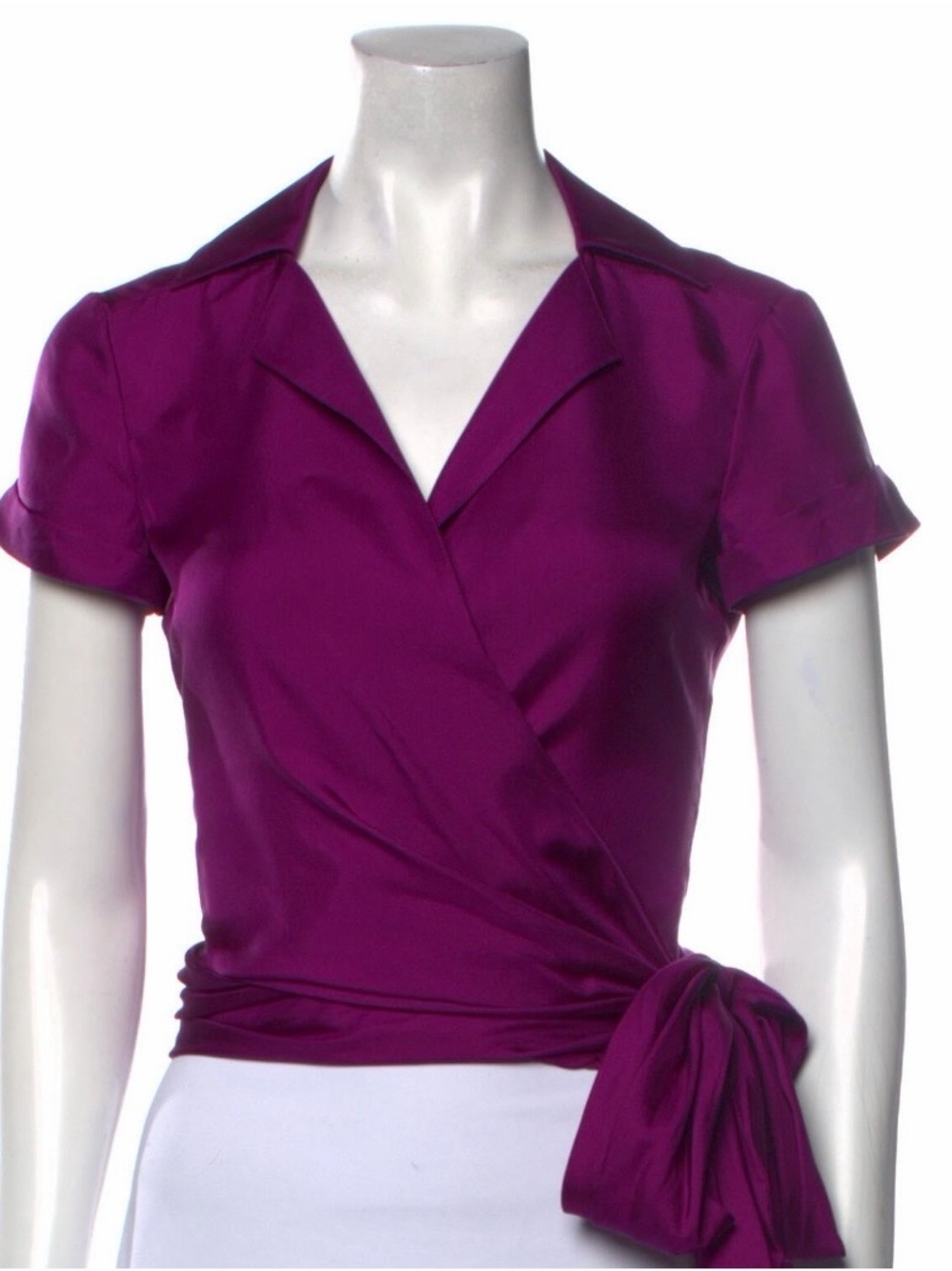 Versace Fuchsia Wrap Short-Sleeve Blouse